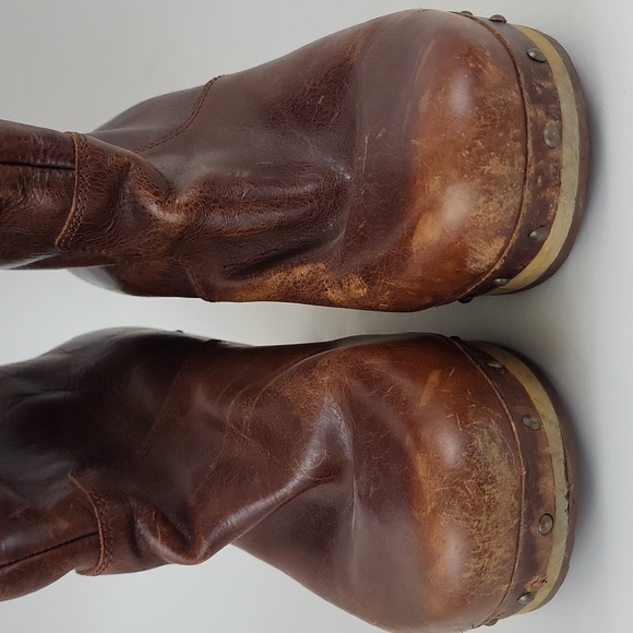 UGG Fold Over Shearling Leather Brown Mid Calf Lynnea II 1001793 Clog Boot Sz 8 - Picture 5 of 15